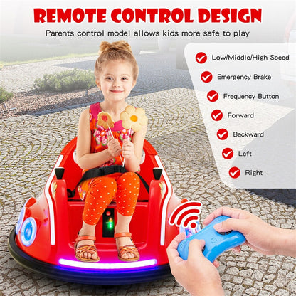 12V Kids Bumper Car, Electric Ride-On Bumper Car with Dual Joysticks, Flashing LED Lights & Remote Control, Battery Ride-On Toy for Toddlers