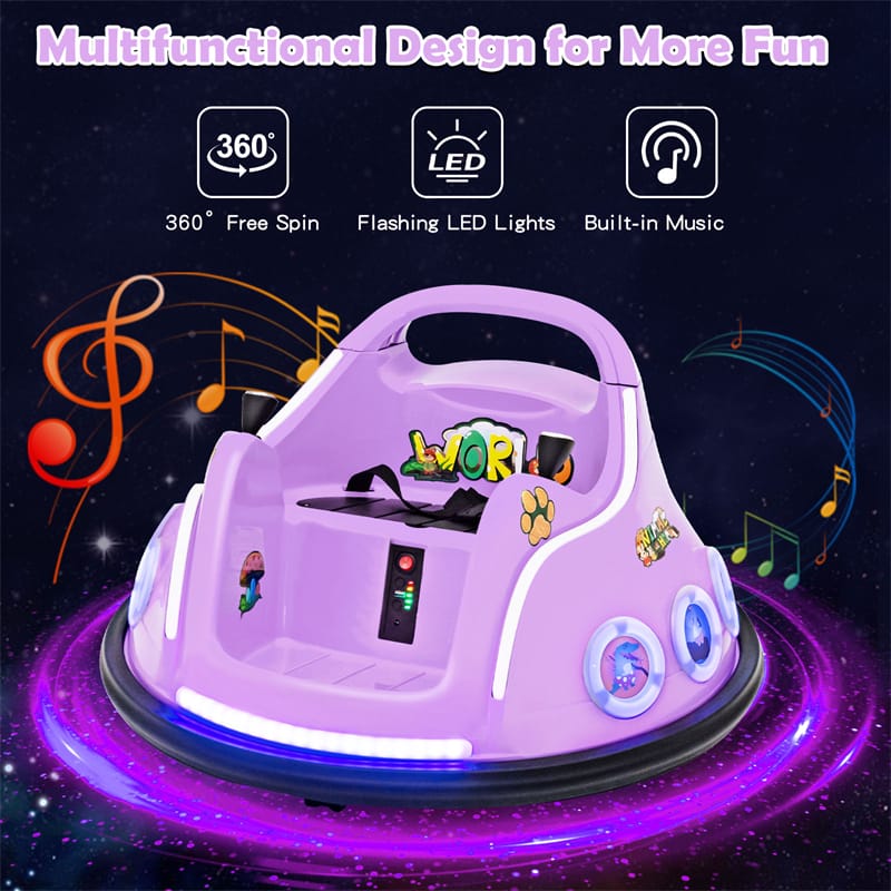 12V Kids Bumper Car, Electric Ride-On Bumper Car with Dual Joysticks, Flashing LED Lights & Remote Control, Battery Ride-On Toy for Toddlers