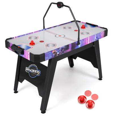 145 CM Air Hockey Table with Powerful 12V Motor & LED Digital Scoreboard, Arcade Table for Kids & Adults, Home Office Game Room