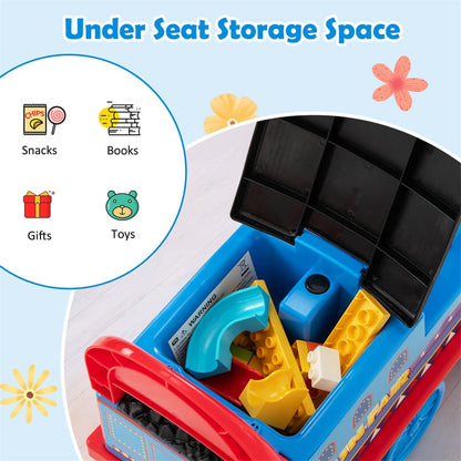 6V Electric Kids Ride On Train with Tracks, Storage Seat, Flashing Lights & Music, Battery Powered Ride-On Train Toy for Boys & Girls