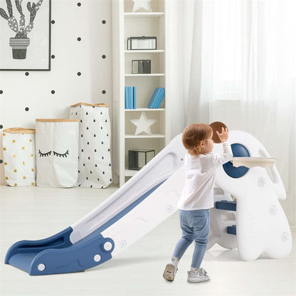 3 in 1 Toddler Slide Set, Baby Foldable Slide Climber Playset with Basketball Hoop and Basketball
