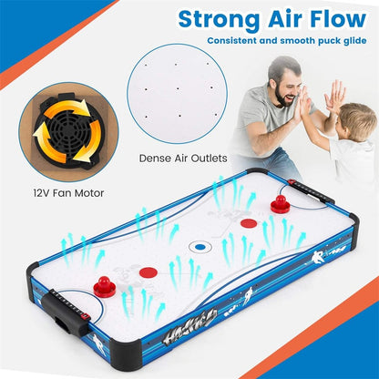 101cm Tabletop Air Hockey Table for Adults & Kids with 12V Fan Motor, 2 Pucks & Pushers, Indoor Arcade Table for Game Room, Home Office