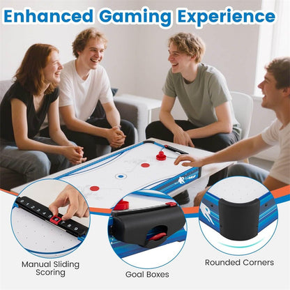 101cm Tabletop Air Hockey Table for Adults & Kids with 12V Fan Motor, 2 Pucks & Pushers, Indoor Arcade Table for Game Room, Home Office