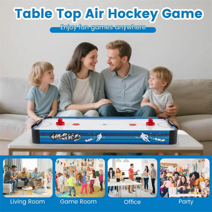 101cm Tabletop Air Hockey Table for Adults & Kids with 12V Fan Motor, 2 Pucks & Pushers, Indoor Arcade Table for Game Room, Home Office