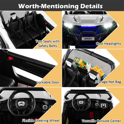 12V 2-Seater Ride On UTV, Kids Electric Vehicle with Remote Control, LED Lights, Music & Storage, Battery Powered Off-Road Car for 3-8 Years