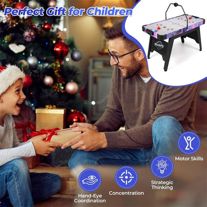 145 CM Air Hockey Table with Powerful 12V Motor & LED Digital Scoreboard, Arcade Table for Kids & Adults, Home Office Game Room