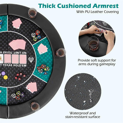 1.2M 6-Player Foldable Poker Table Top with Cup Holders, Padded Rails & Carrying Bag, Portable Texas Hold’em Mat for Blackjack Home Games