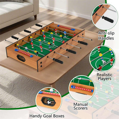 2-in-1 Compact Multi Game Table, Tabletop Foosball & Hockey Game Combo Table with Soccer Balls, Pushers & Pucks Basketball for Kids, Family Fun