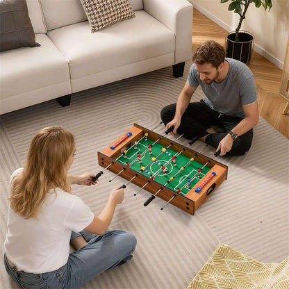 2-in-1 Compact Multi Game Table, Tabletop Foosball & Hockey Game Combo Table with Soccer Balls, Pushers & Pucks Basketball for Kids, Family Fun