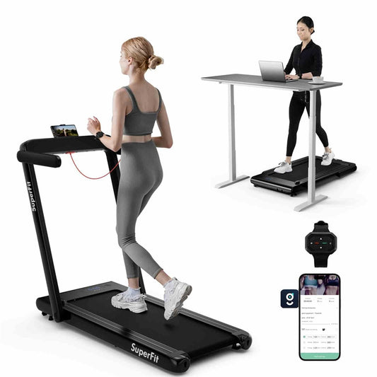 3HP Under Desk Treadmill, 3-in-1 Folding Walking Pad with Manual Incline, Smart APP & Remote Control for Home Office Gym, 155kg Capacity