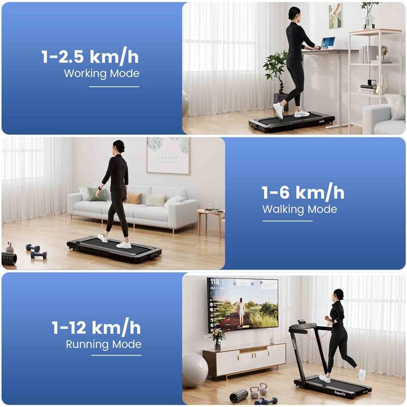 3HP Under Desk Treadmill, 3-in-1 Folding Walking Pad with Manual Incline, Smart APP & Remote Control for Home Office Gym, 155kg Capacity
