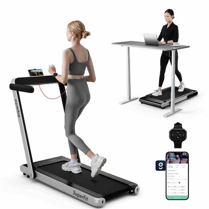 3HP Under Desk Treadmill, 3-in-1 Folding Walking Pad with Manual Incline, Smart APP & Remote Control for Home Office Gym, 155kg Capacity