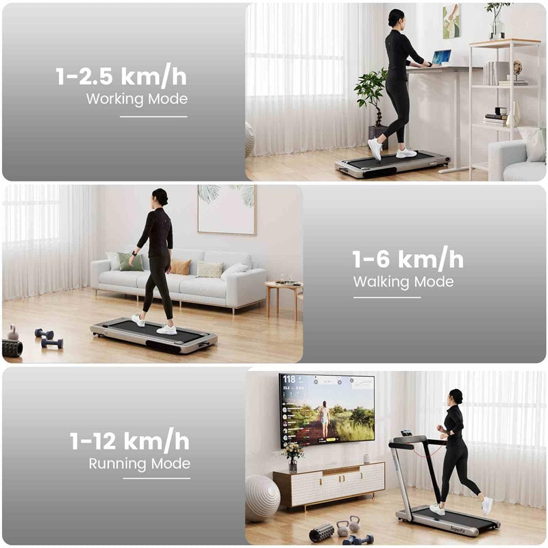 3HP Under Desk Treadmill, 3-in-1 Folding Walking Pad with Manual Incline, Smart APP & Remote Control for Home Office Gym, 155kg Capacity