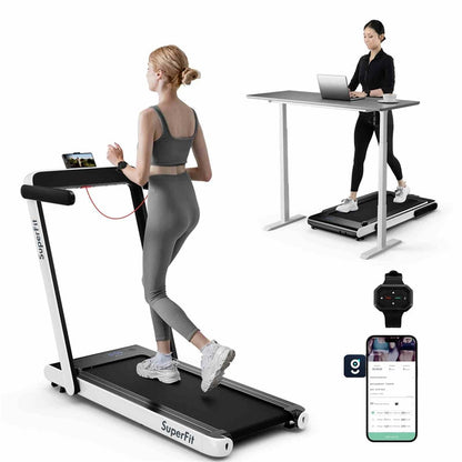 3HP Under Desk Treadmill, 3-in-1 Folding Walking Pad with Manual Incline, Smart APP & Remote Control for Home Office Gym, 155kg Capacity