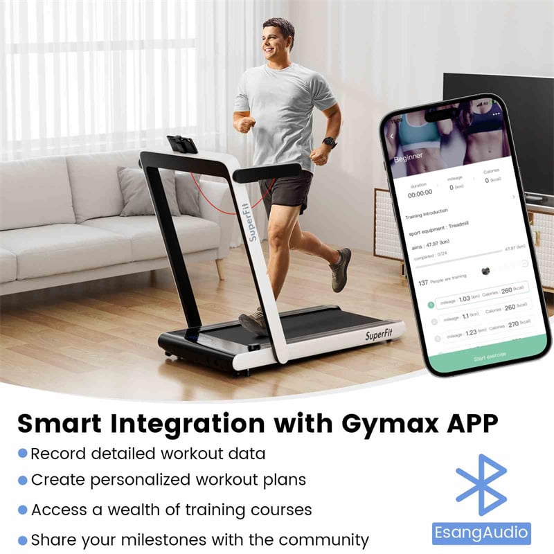 3HP Under Desk Treadmill, 3-in-1 Folding Walking Pad with Manual Incline, Smart APP & Remote Control for Home Office Gym, 155kg Capacity