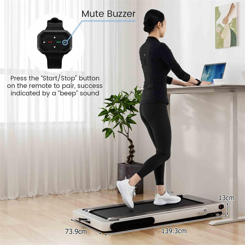 3HP Under Desk Treadmill, 3-in-1 Folding Walking Pad with Manual Incline, Smart APP & Remote Control for Home Office Gym, 155kg Capacity