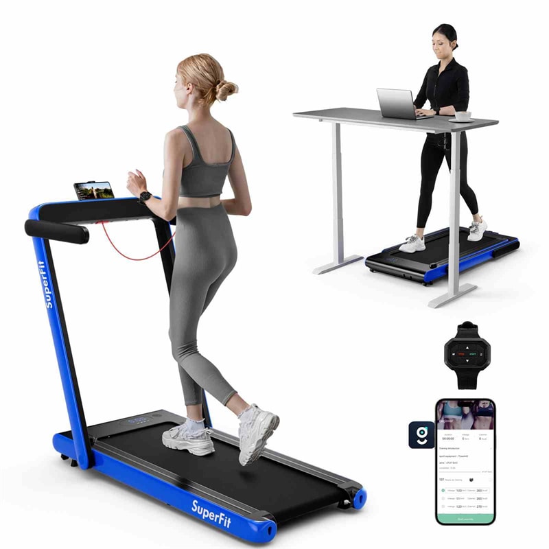 3HP Under Desk Treadmill, 3-in-1 Folding Walking Pad with Manual Incline, Smart APP & Remote Control for Home Office Gym, 155kg Capacity