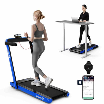 3HP Under Desk Treadmill, 3-in-1 Folding Walking Pad with Manual Incline, Smart APP & Remote Control for Home Office Gym, 155kg Capacity