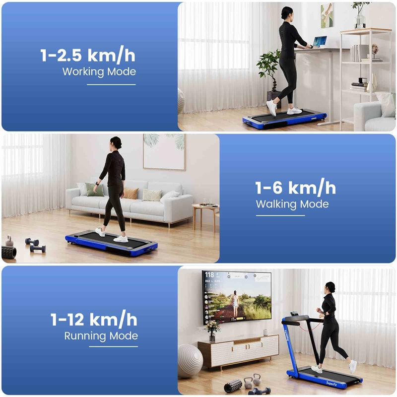 3HP Under Desk Treadmill, 3-in-1 Folding Walking Pad with Manual Incline, Smart APP & Remote Control for Home Office Gym, 155kg Capacity