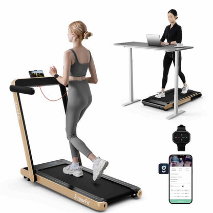 3HP Under Desk Treadmill, 3-in-1 Folding Walking Pad with Manual Incline, Smart APP & Remote Control for Home Office Gym, 155kg Capacity