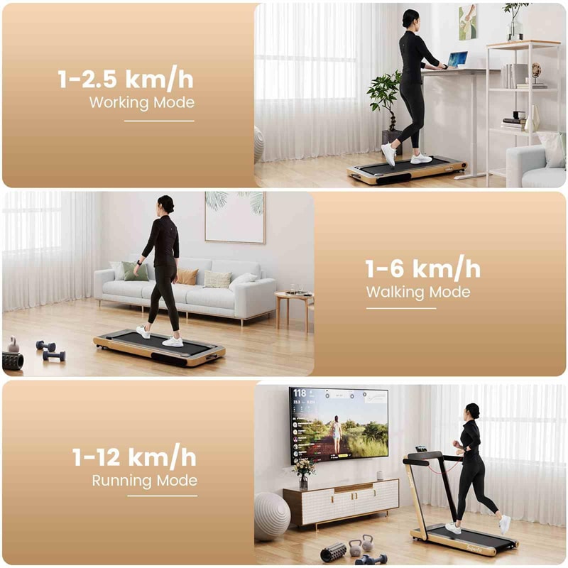3HP Under Desk Treadmill, 3-in-1 Folding Walking Pad with Manual Incline, Smart APP & Remote Control for Home Office Gym, 155kg Capacity