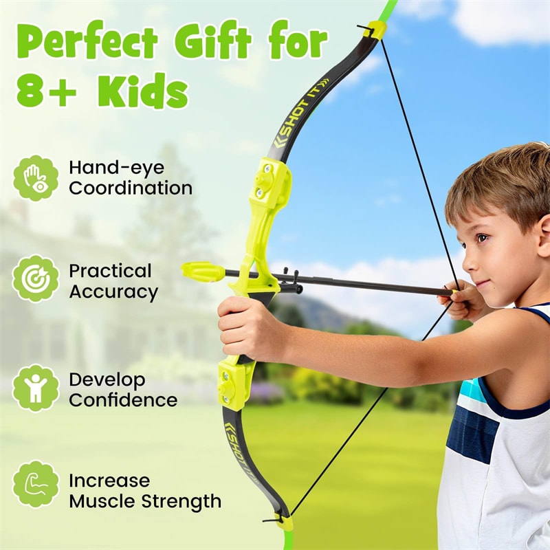 4-in-1 Kids Throwing Target Set with Dartboard, Throwing Axes, Ninja Darts & Bow/Arrows for Indoor Outdoor Carnival Game & Birthday Gifts