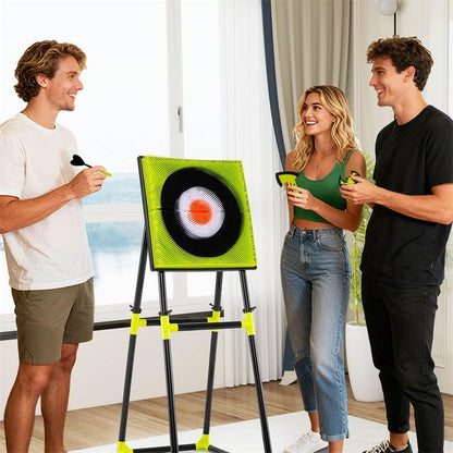 4-in-1 Kids Throwing Target Set with Dartboard, Throwing Axes, Ninja Darts & Bow/Arrows for Indoor Outdoor Carnival Game & Birthday Gifts