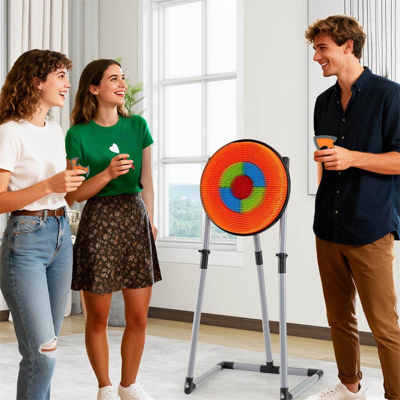 4-in-1 Kids Throwing Target Set with Dartboard, Throwing Axes, Ninja Darts & Bow/Arrows for Indoor Outdoor Carnival Game & Birthday Gifts