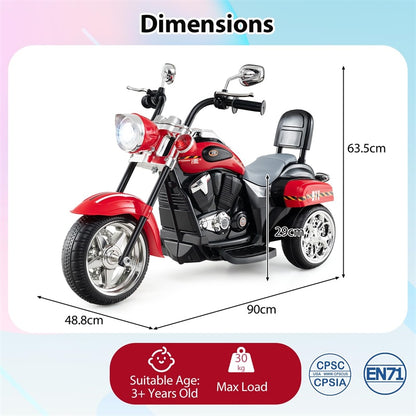 Kids Ride-On Motorcycle, 3-Wheel 6V Battery Powered Chopper Motorcycle with Headlight & Horn, ASTM-Certified Electric Toy for Boys & Girls Gifts