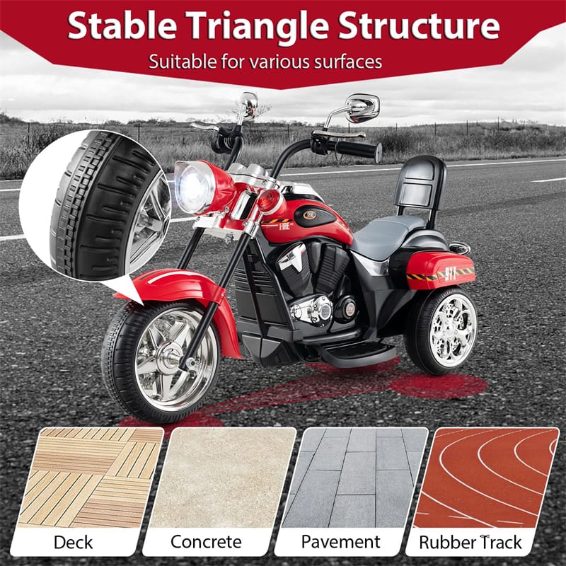 Kids Ride-On Motorcycle, 3-Wheel 6V Battery Powered Chopper Motorcycle with Headlight & Horn, ASTM-Certified Electric Toy for Boys & Girls Gifts