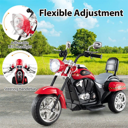 Kids Ride-On Motorcycle, 3-Wheel 6V Battery Powered Chopper Motorcycle with Headlight & Horn, ASTM-Certified Electric Toy for Boys & Girls Gifts
