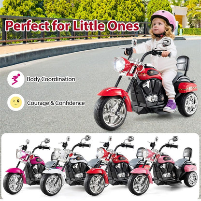 Kids Ride-On Motorcycle, 3-Wheel 6V Battery Powered Chopper Motorcycle with Headlight & Horn, ASTM-Certified Electric Toy for Boys & Girls Gifts
