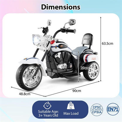 Kids Ride-On Motorcycle, 3-Wheel 6V Battery Powered Chopper Motorcycle with Headlight & Horn, ASTM-Certified Electric Toy for Boys & Girls Gifts