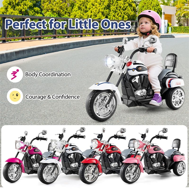 Kids Ride-On Motorcycle, 3-Wheel 6V Battery Powered Chopper Motorcycle with Headlight & Horn, ASTM-Certified Electric Toy for Boys & Girls Gifts