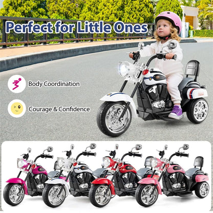 Kids Ride-On Motorcycle, 3-Wheel 6V Battery Powered Chopper Motorcycle with Headlight & Horn, ASTM-Certified Electric Toy for Boys & Girls Gifts