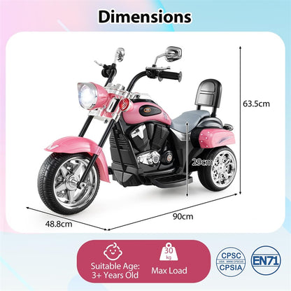 Kids Ride-On Motorcycle, 3-Wheel 6V Battery Powered Chopper Motorcycle with Headlight & Horn, ASTM-Certified Electric Toy for Boys & Girls Gifts
