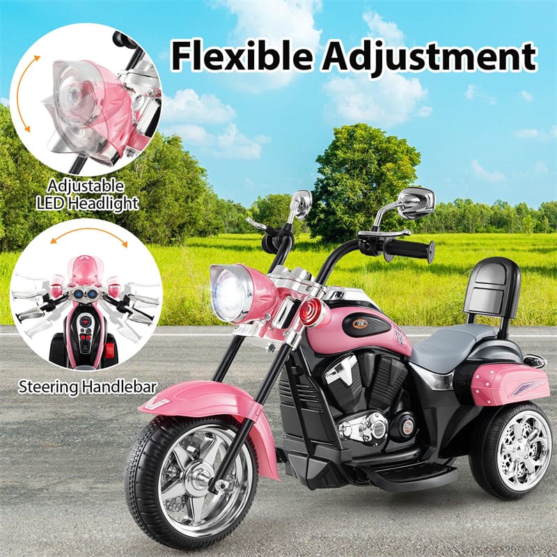 Kids Ride-On Motorcycle, 3-Wheel 6V Battery Powered Chopper Motorcycle with Headlight & Horn, ASTM-Certified Electric Toy for Boys & Girls Gifts