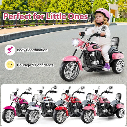 Kids Ride-On Motorcycle, 3-Wheel 6V Battery Powered Chopper Motorcycle with Headlight & Horn, ASTM-Certified Electric Toy for Boys & Girls Gifts