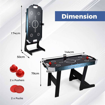 Foldable Air Hockey Table for Kids & Adults, 144CM Full Size Arcade Game Table with 2 Pucks & 2 Pushers for Game Room, Home Office