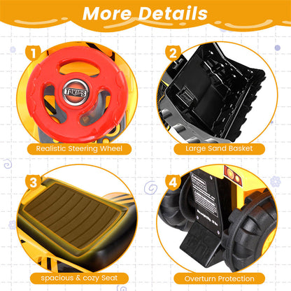 Kids Ride on Excavator Bulldozer Toy Sand Digger Toddler Ride On Construction Truck with Underneath Storage