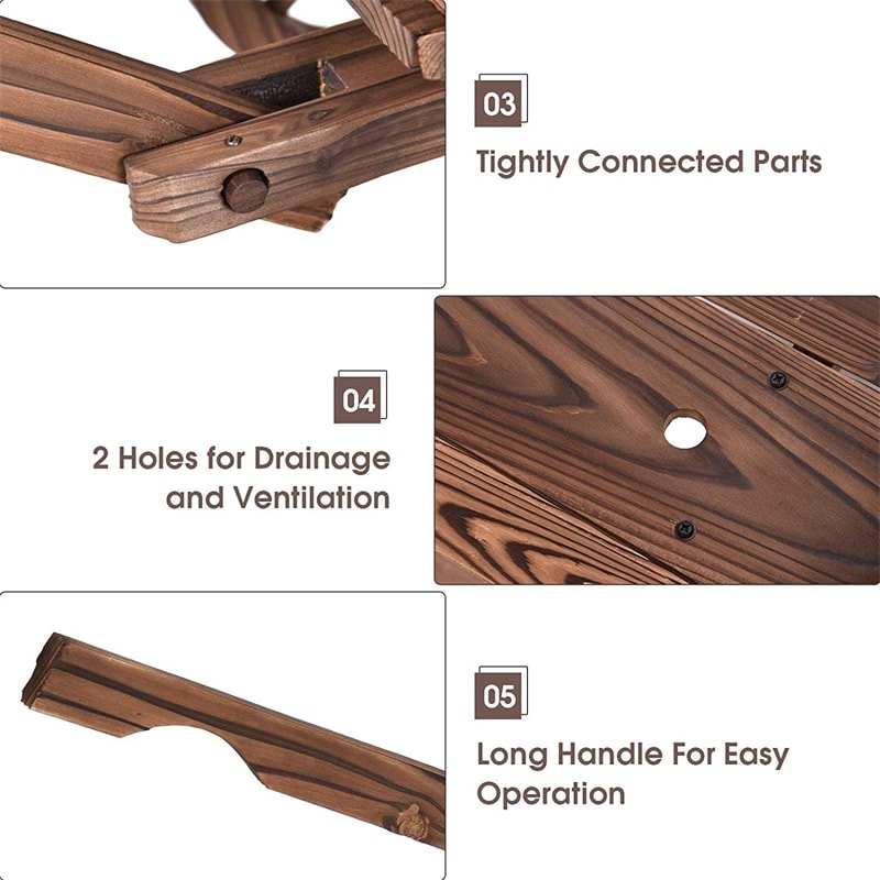 Wood Wagon Flower Planter Pot Stand with Wheels & Drainage Holes, Wagon Garden Planter for Plants & Outdoor Home Decor - Bestoutdor