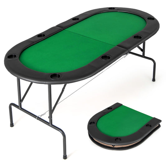 Folding Cardboard Game Table with Cup Holders and Comfy Armrests-Green