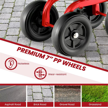 Heavy Duty Garden Cart with 360¡ã Swivel Seat & Wheels, Height Adjustable Rolling Gardening Seat Utility Stool Cart Garden Scooter for Planting