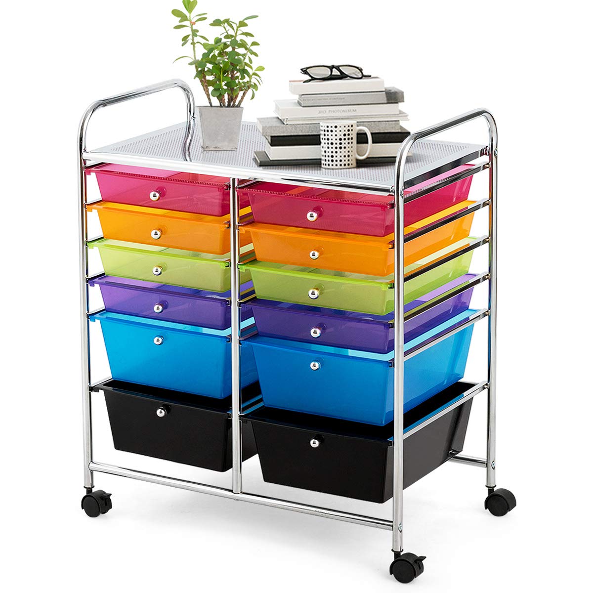 12 Drawer Rolling Storage Cart Organizer, 6-Tier storage trolley Scrapbook Paper Organizer