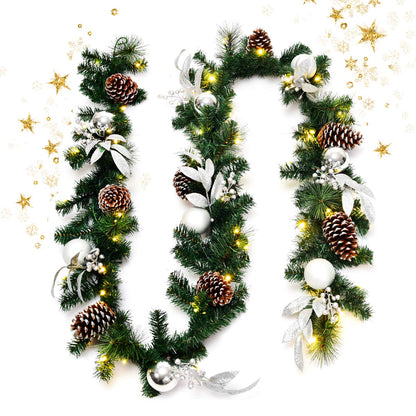 2.7M Christmas Garland, Pre-lit Xmas Pine Garland