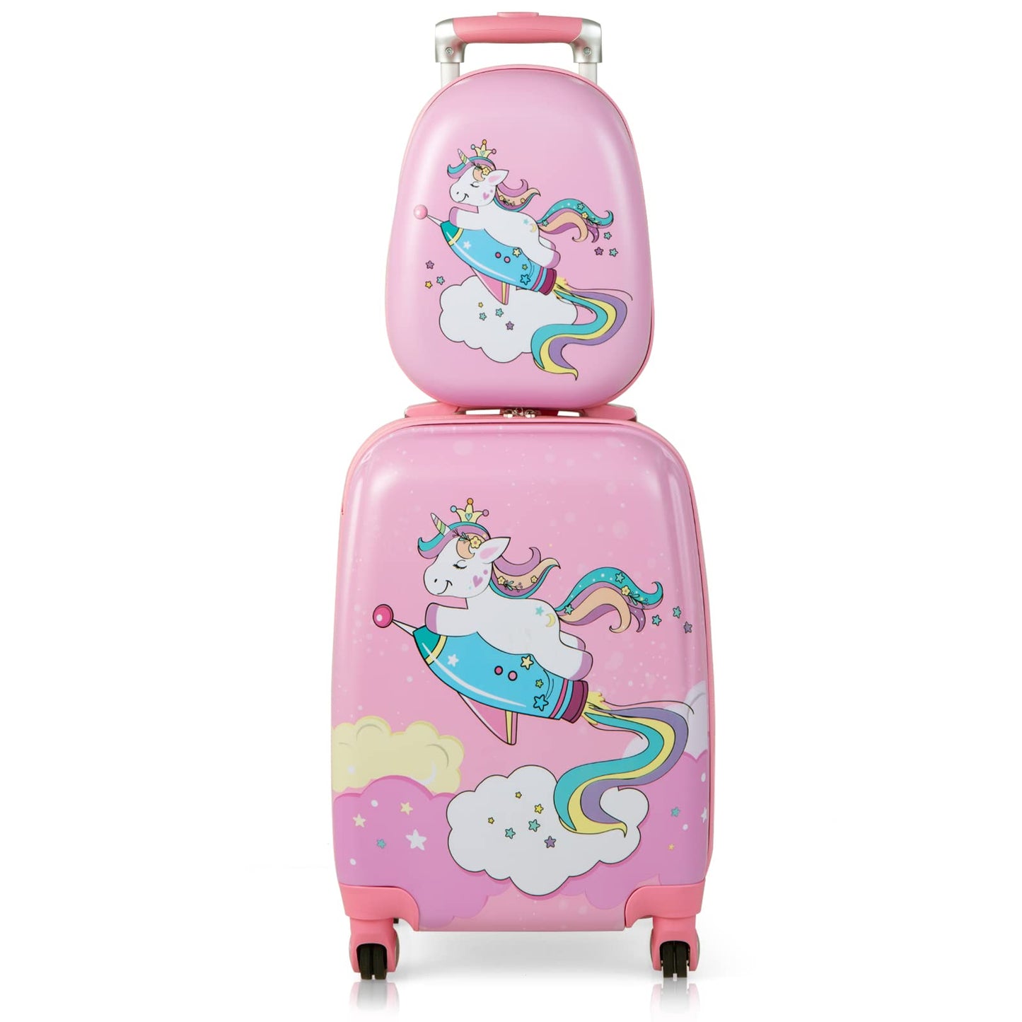 2 PCS Kids Luggage Set, 13¡± & 18¡± Toddlers Carry-on Suitcase Backpack Set w/Adjustable Height