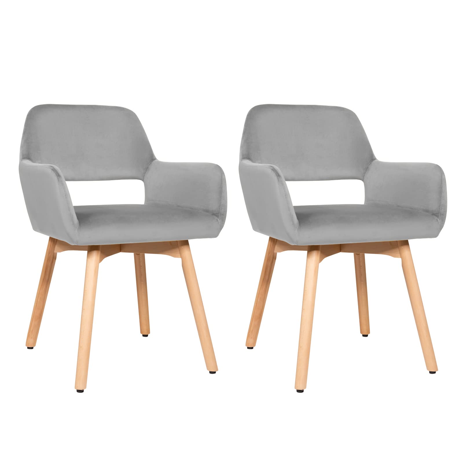 2 Pcs Dining Chairs, Accent Velvet Upholstered Armchairs