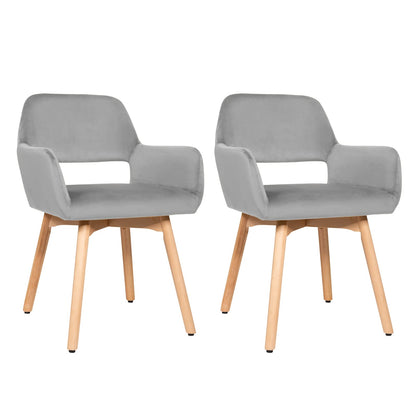 2 Pcs Dining Chairs, Accent Velvet Upholstered Armchairs