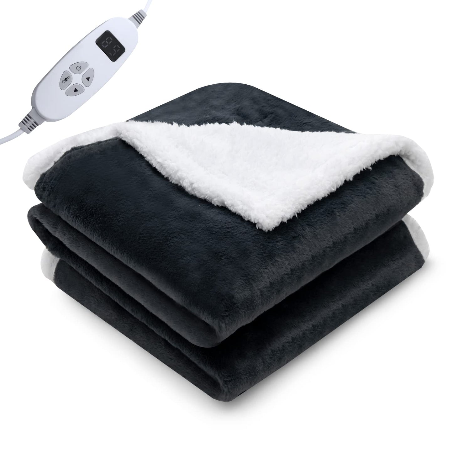 320GSM Rabbit Velvet Electric Blanket,Heated Throw Double-Side Fabric Reversible Blanket
