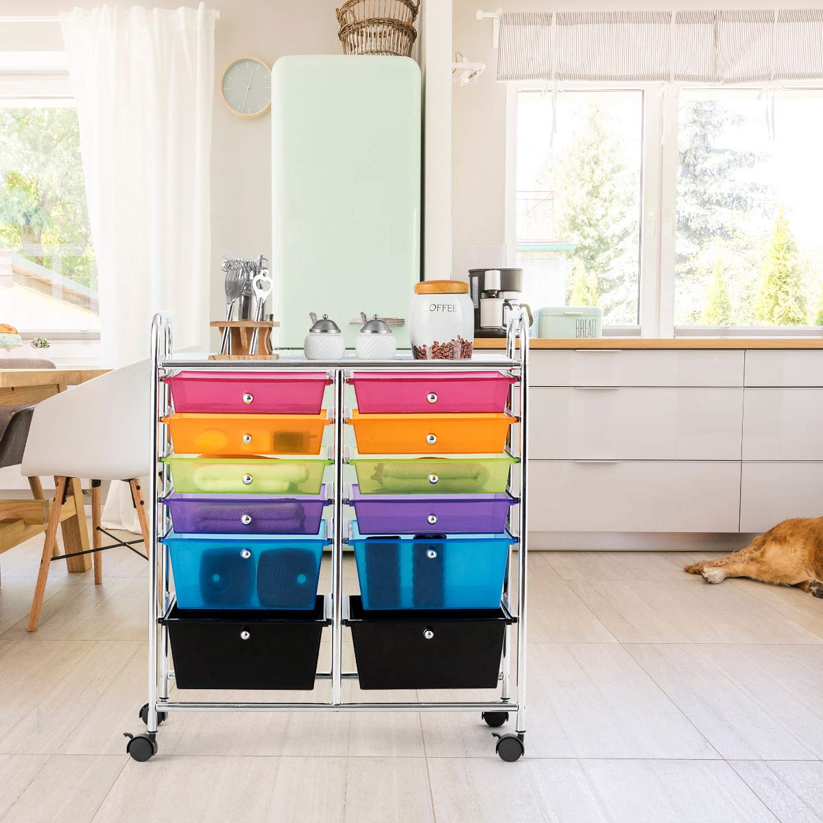 12 Drawer Rolling Storage Cart Organizer, 6-Tier storage trolley Scrapbook Paper Organizer
